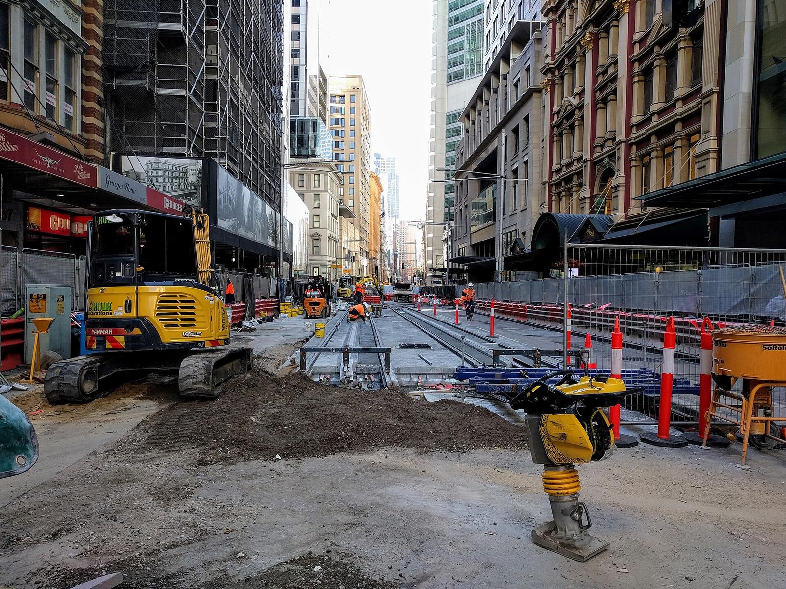 Light rail works on George Street Sydney July 2017